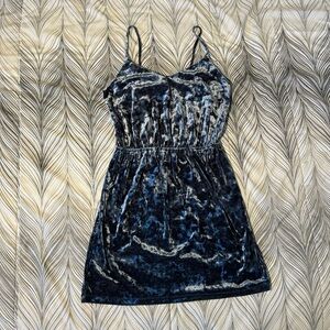 Womens S Velvet blue mini dress with stretch waist